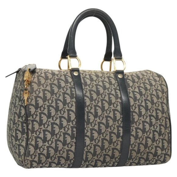 Dior Handbags - Christian Dior Trotter Canvas Boston Bag Navy Gold Auth 126426